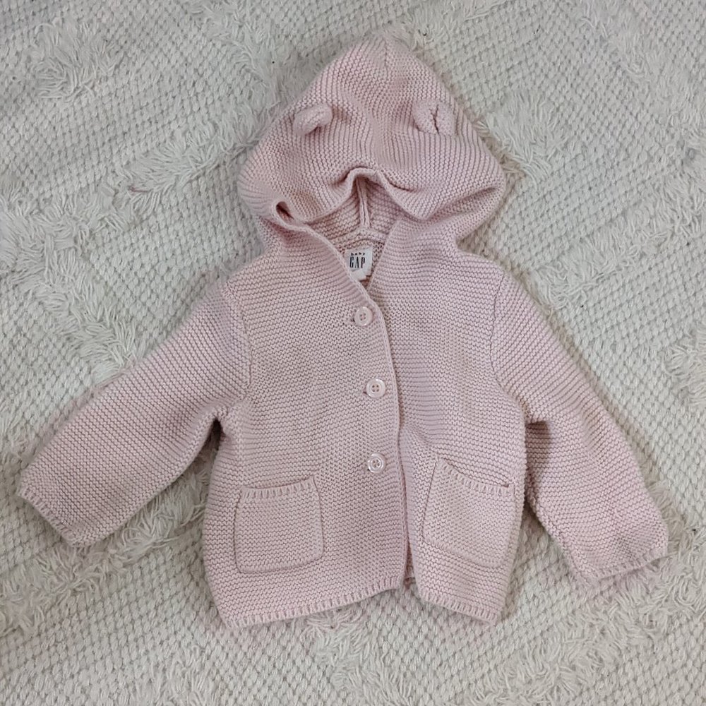 gap bear hooded cardigan